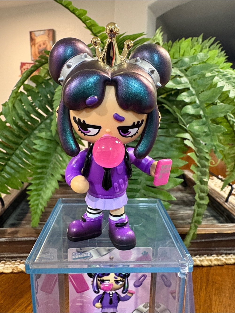 Iridescent Purple Bubblegum Princess Vinyl Figure with Pink Bubble
